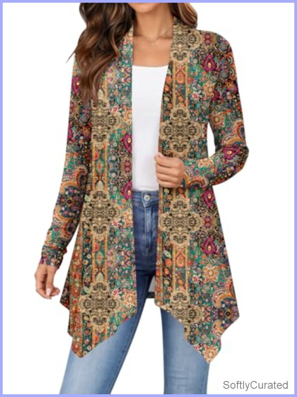 Lightweight Open Front Cardigan Women Long Sleeve Asymmetrical